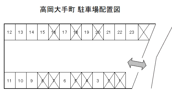 APパーク高岡大手町の駐車配置図