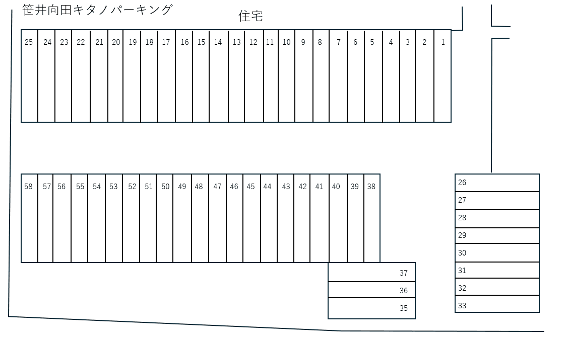 笹井向田キタノパーキングの駐車配置図