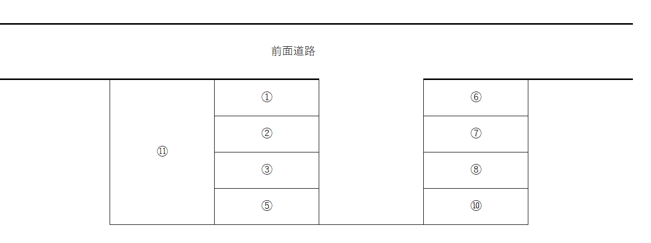中井第三ガレージの駐車配置図