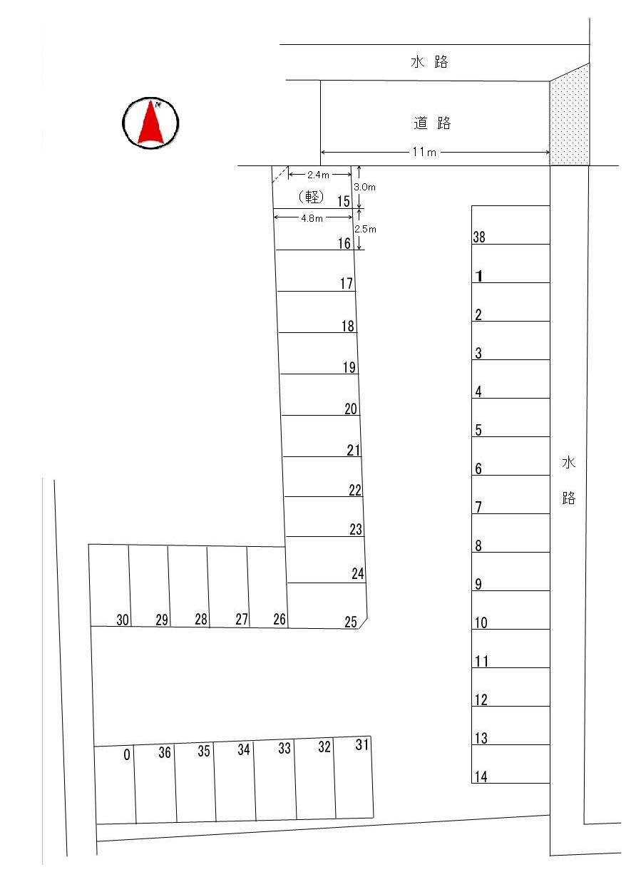 谷モータープールの駐車配置図