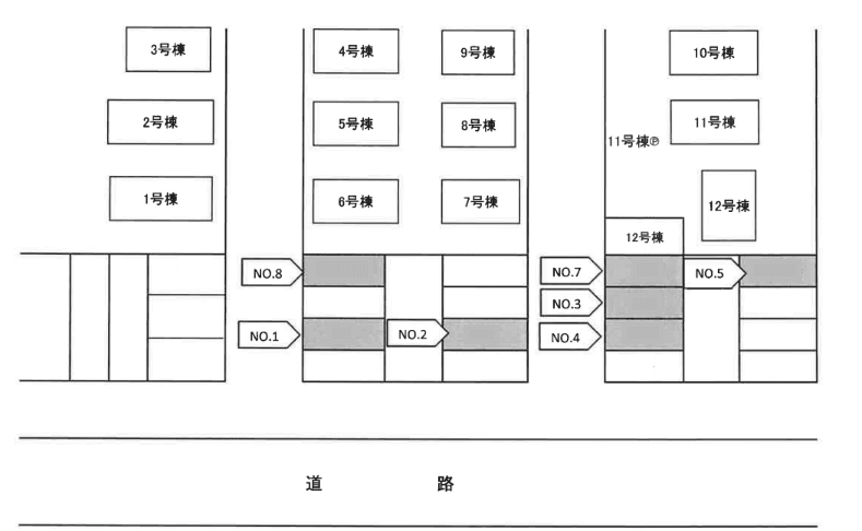 松井貸家駐車場の駐車配置図