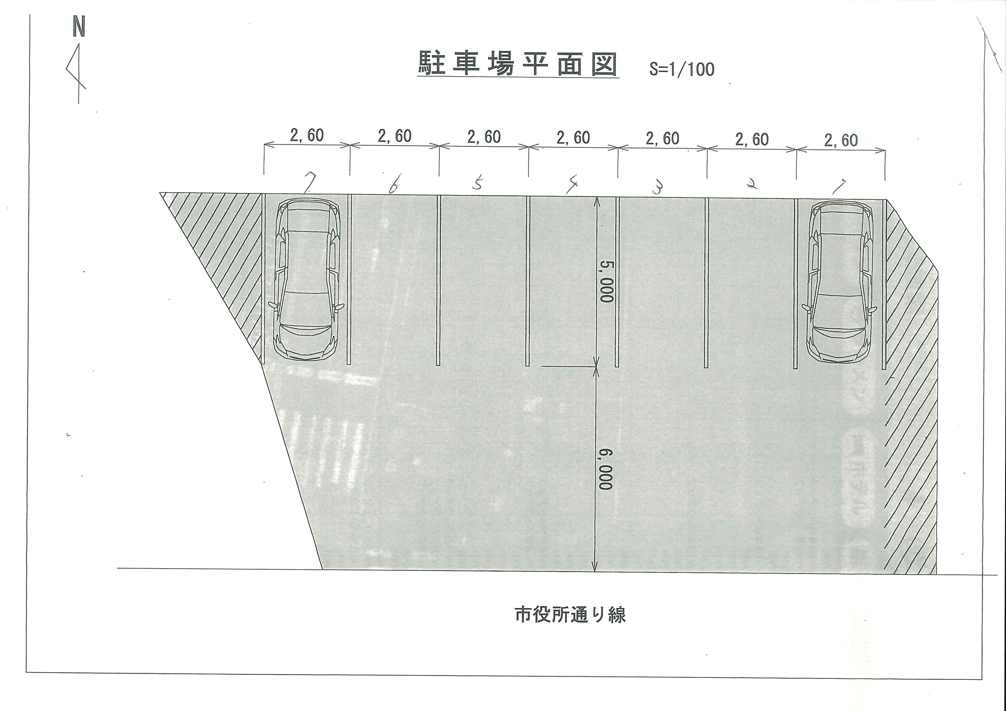 市役所正門入口パーキングの駐車配置図