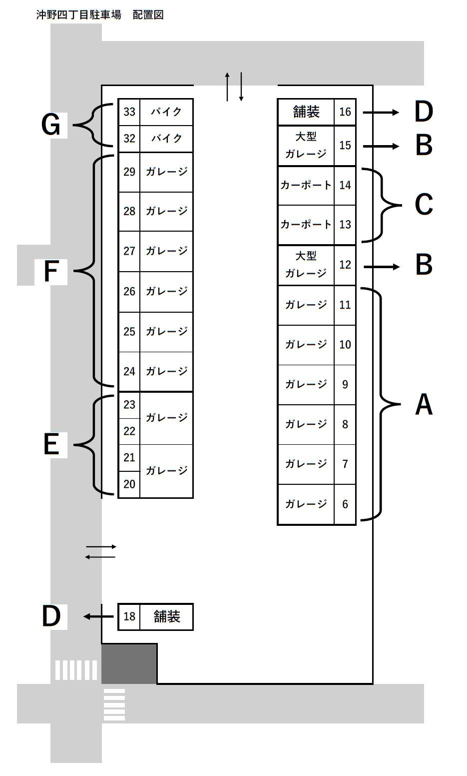 沖野四丁目駐車場の駐車配置図