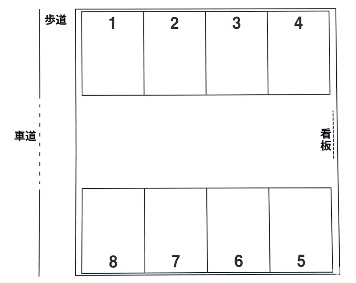 黄金パーキング(表)の駐車配置図