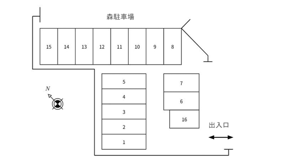 森駐車場の駐車配置図
