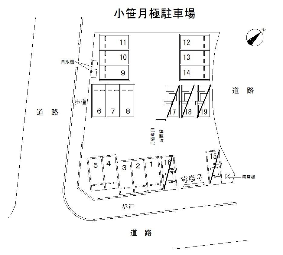 小笹月極駐車場の駐車配置図