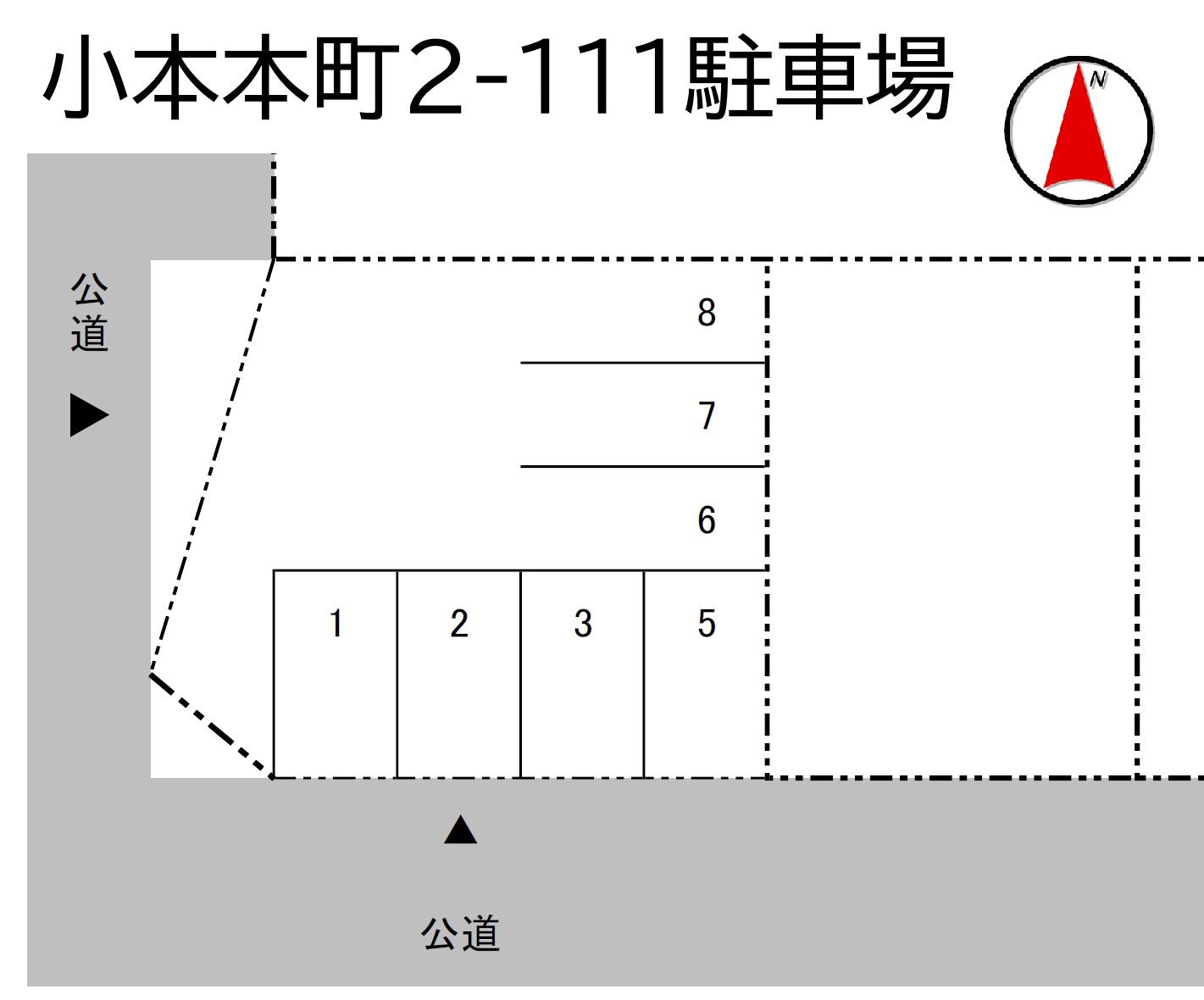 小本本町2-111駐車場の駐車配置図