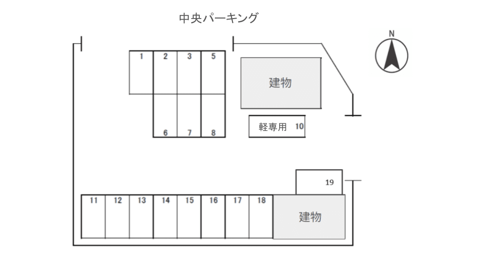 中央パーキングの駐車配置図