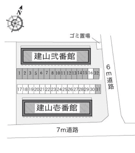 建山弐番館(10466)の駐車配置図
