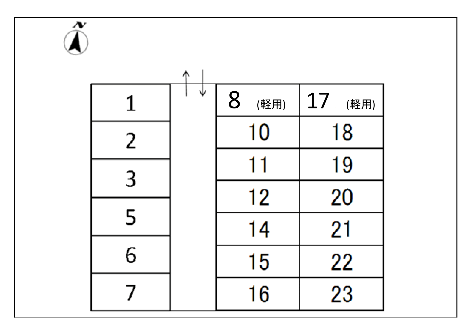 大針パーキングの駐車配置図