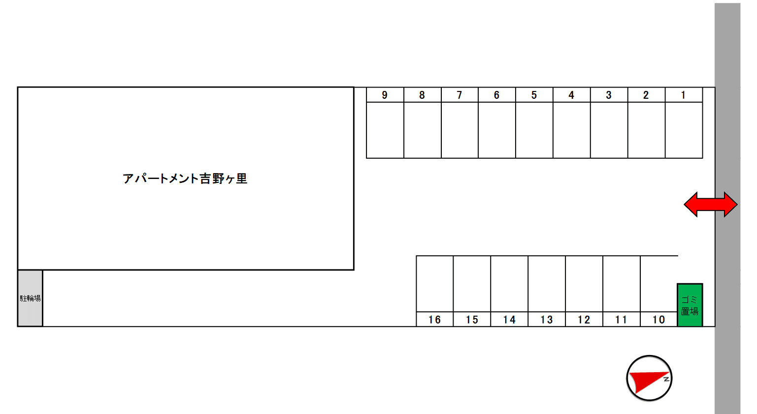 アパートメント吉野ヶ里の駐車配置図