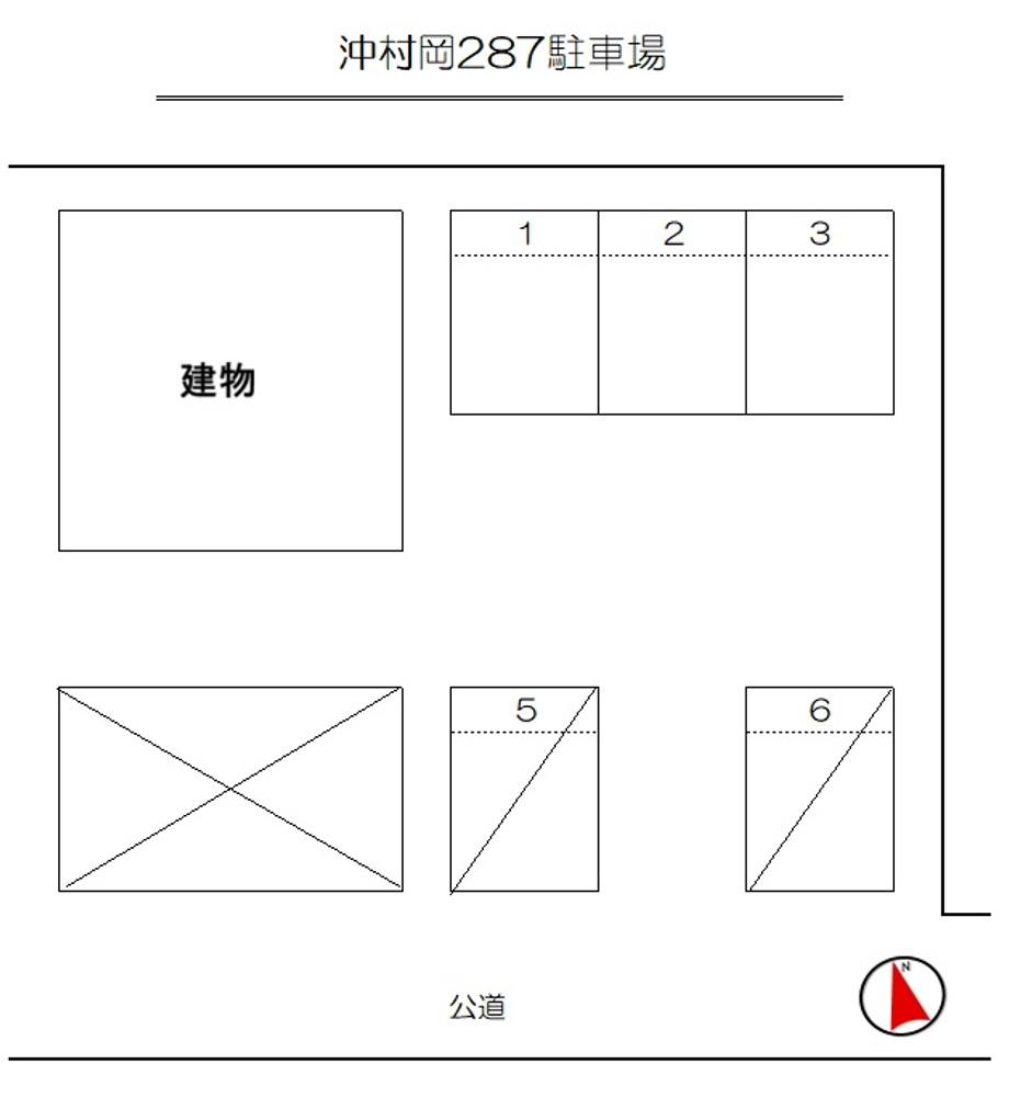 沖村岡287駐車場の駐車配置図