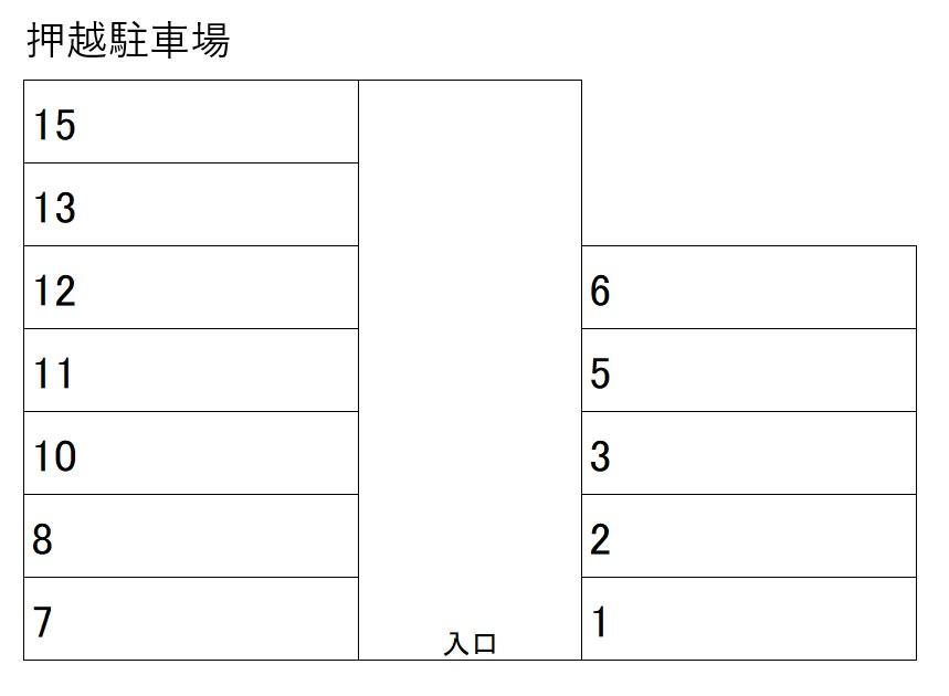 押越駐車場の駐車配置図
