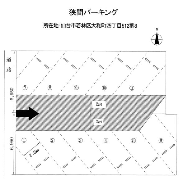 狭間パーキングの駐車配置図