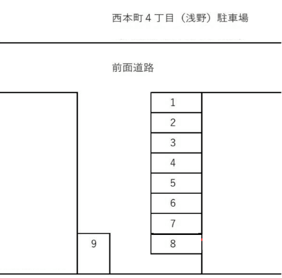 西本町4丁目駐車場(浅野)の駐車配置図
