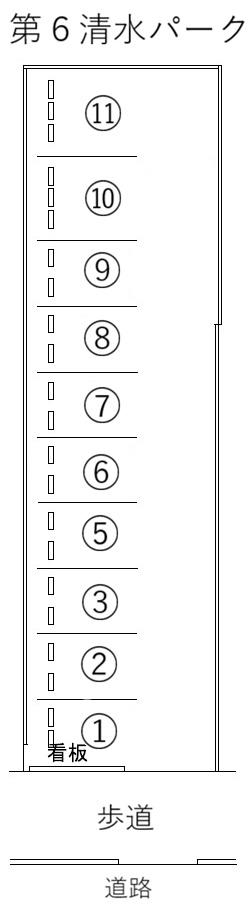 第6清水パークの駐車配置図