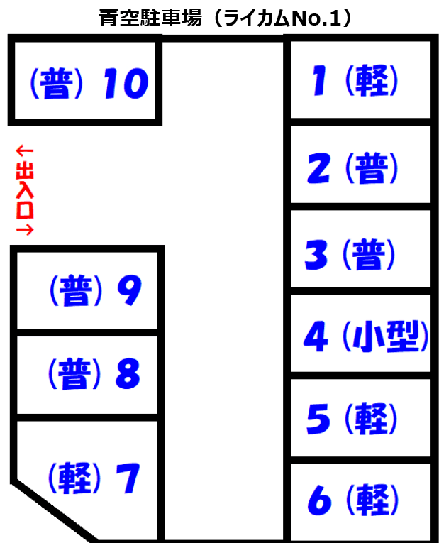 青空駐車場(ライカムNo.1)の駐車配置図