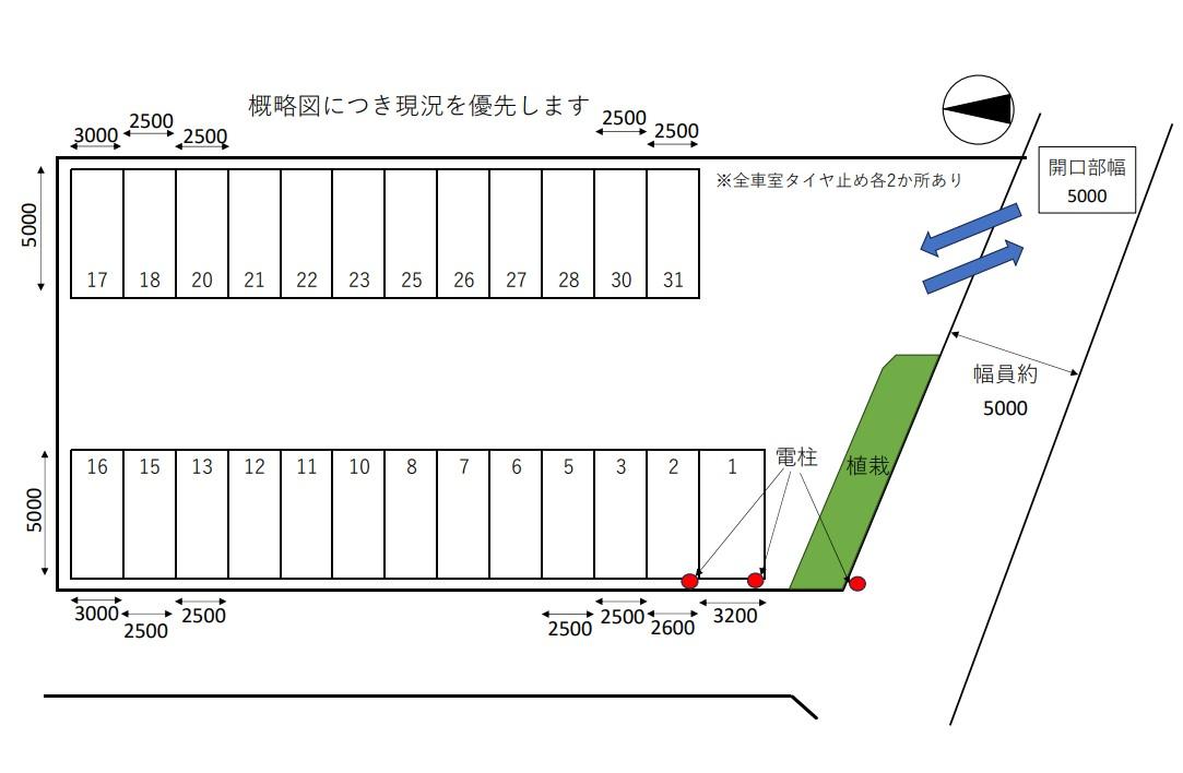打本(西)モータープールの駐車配置図
