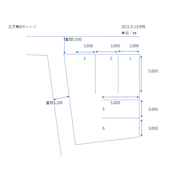 第8三沢ガレージの駐車配置図