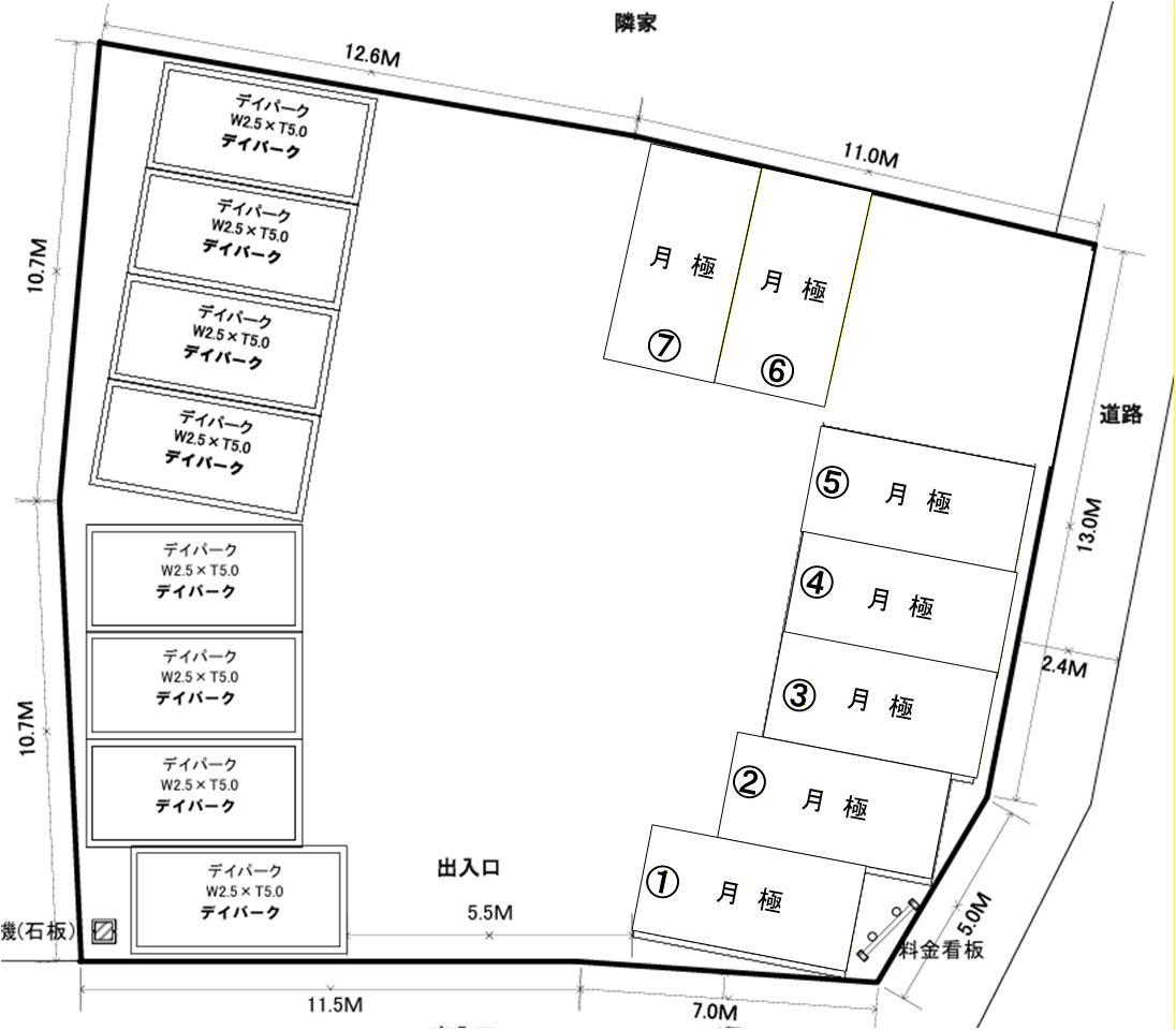 デイパーク粕屋戸原東第1の駐車配置図