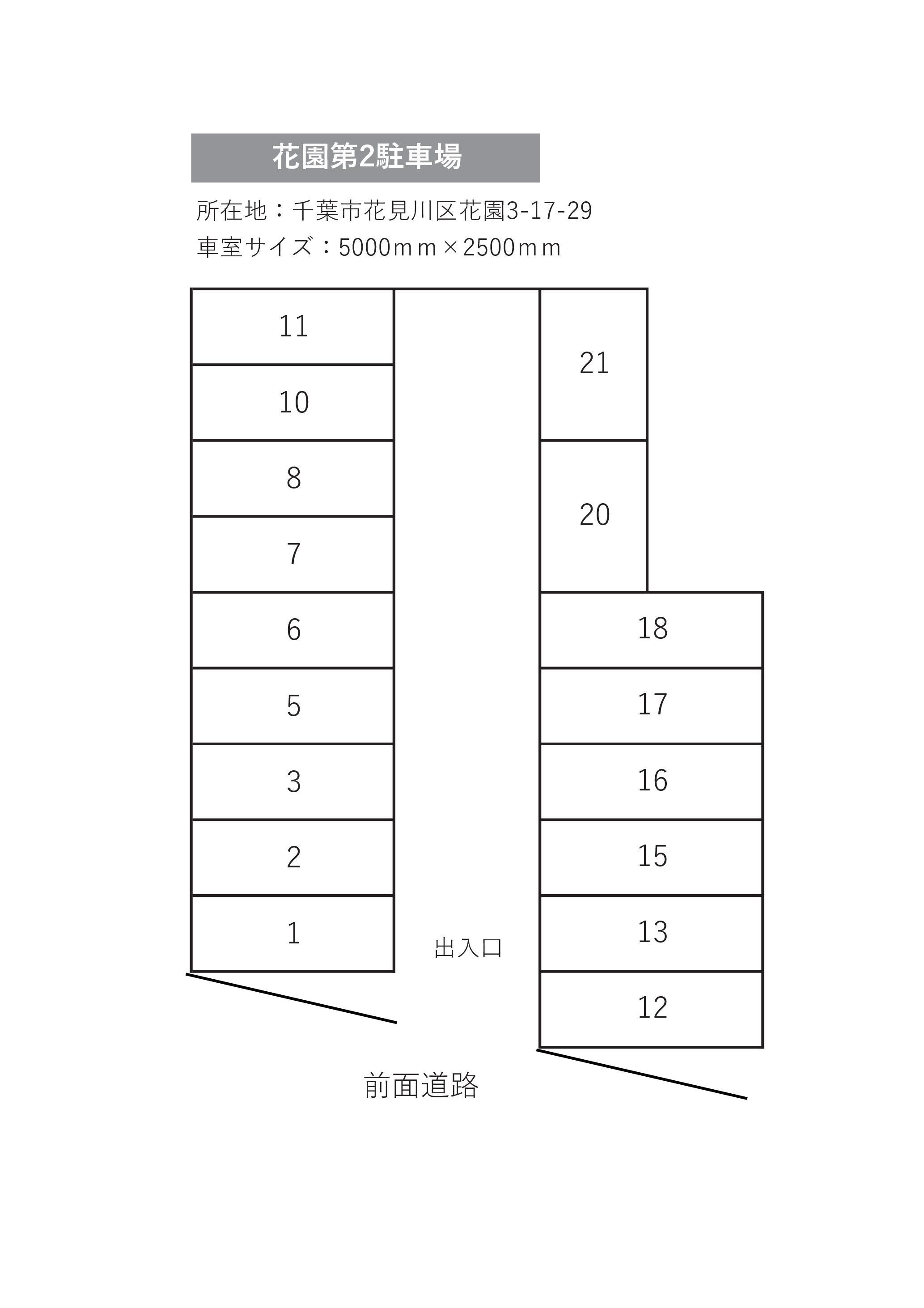 花園第2駐車場の駐車配置図