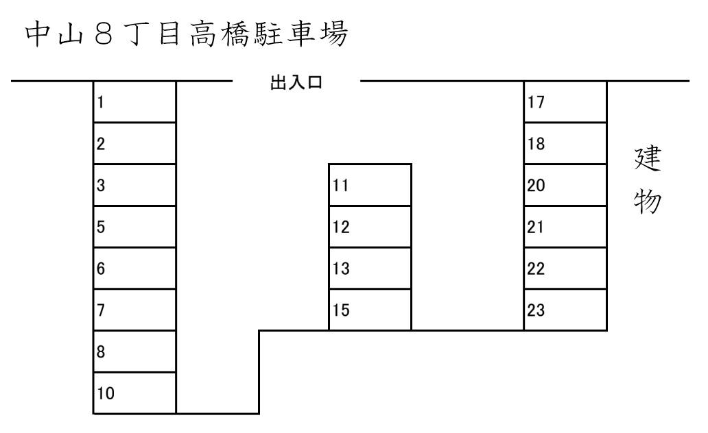 中山8丁目高橋駐車場の駐車配置図
