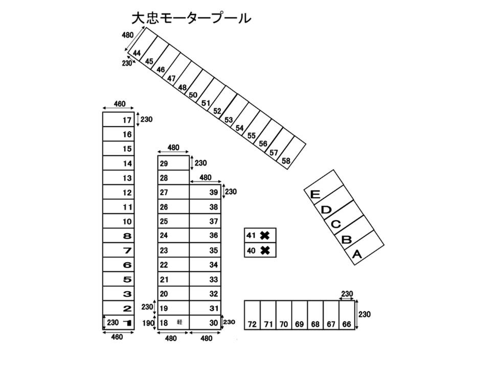 大忠モータープールの駐車配置図
