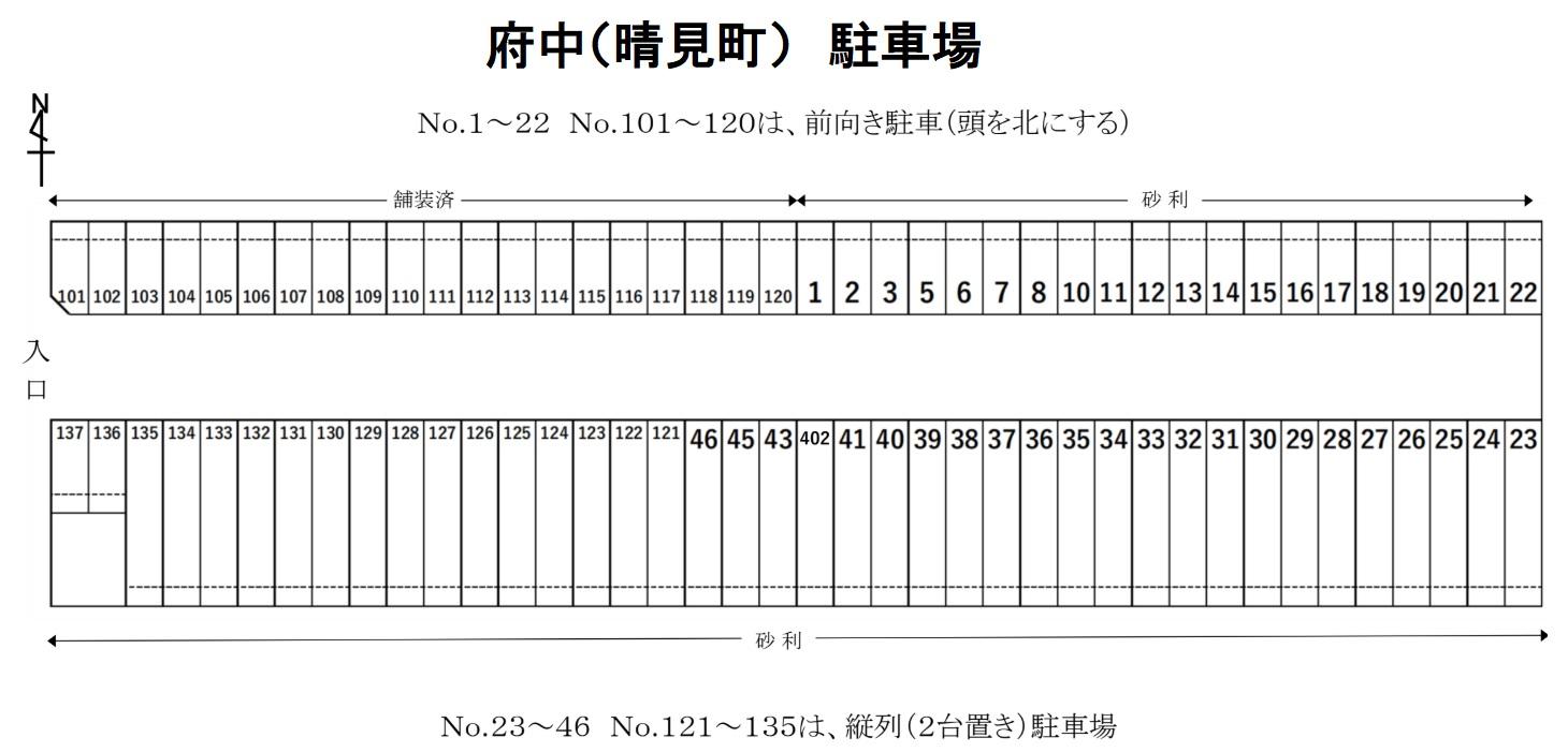 府中(晴見町) 駐車場の駐車配置図