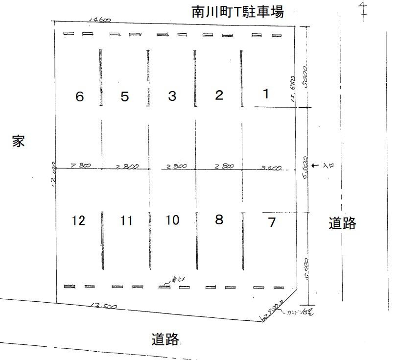 南川町 T 駐車場の駐車配置図