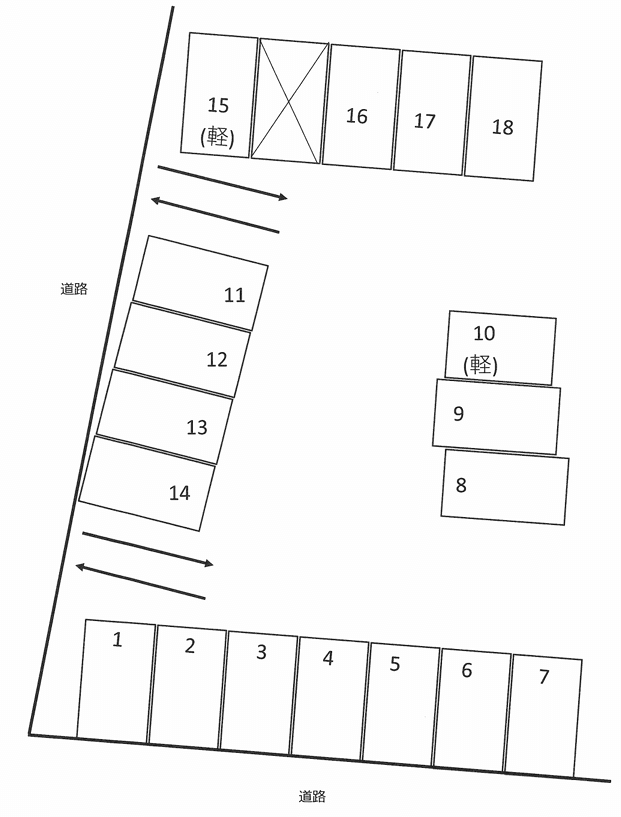 西原駐車場の駐車配置図