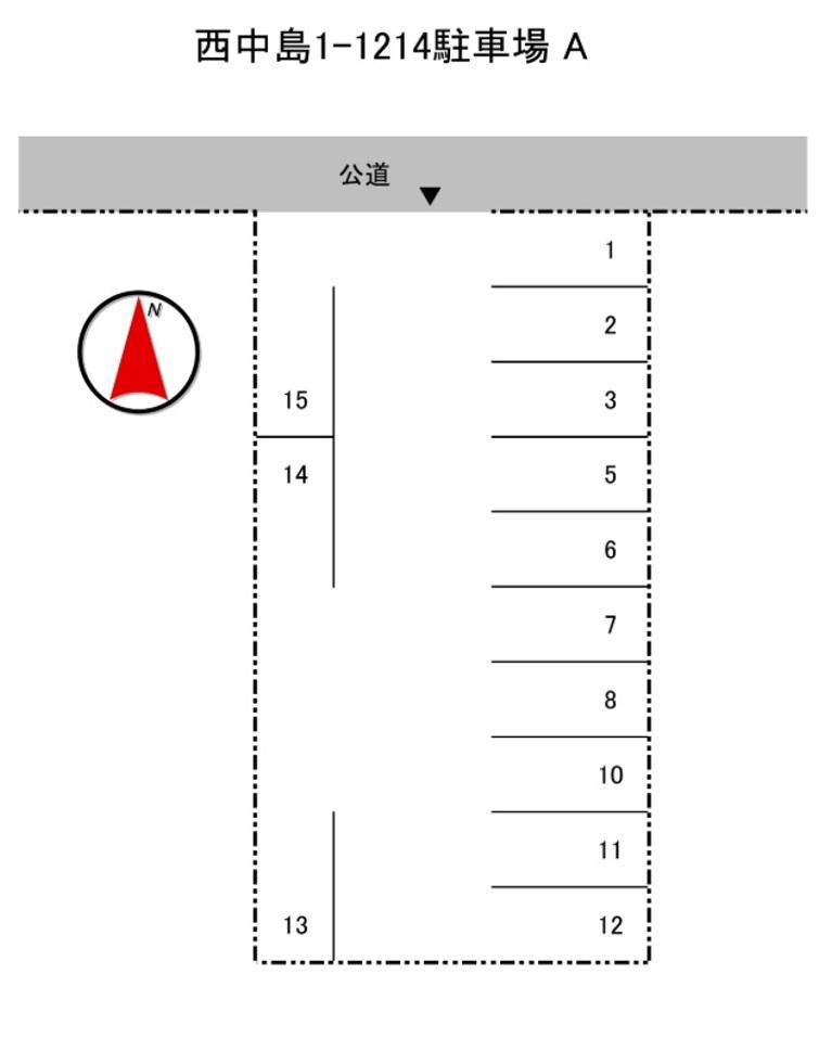 西中島1-1214駐車場Aの駐車配置図