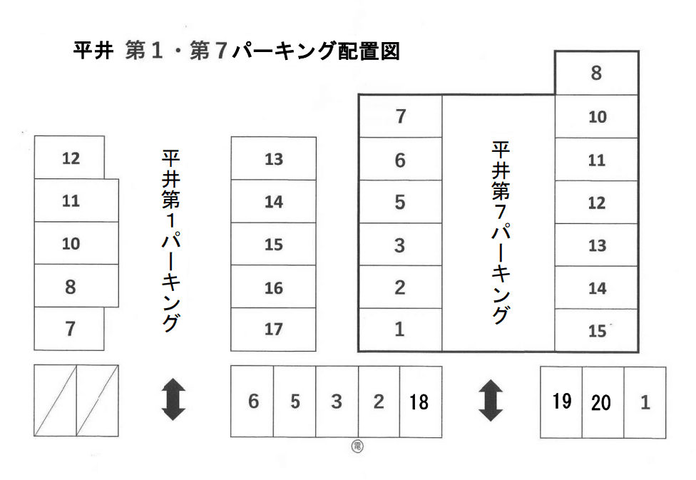 平井第1パーキングの駐車配置図