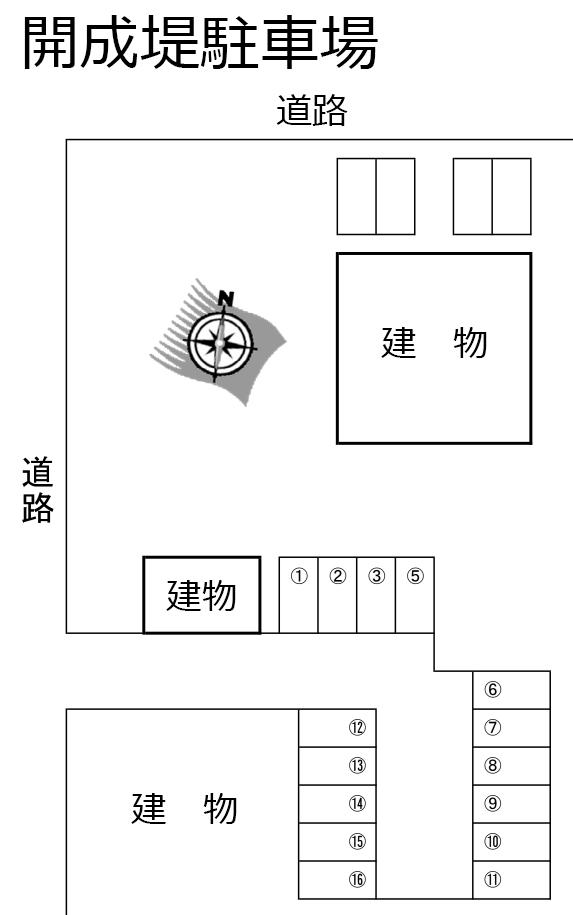 開成堤駐車場の駐車配置図