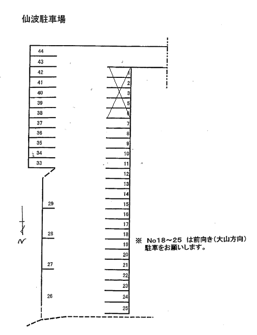 仙波駐車場の駐車配置図
