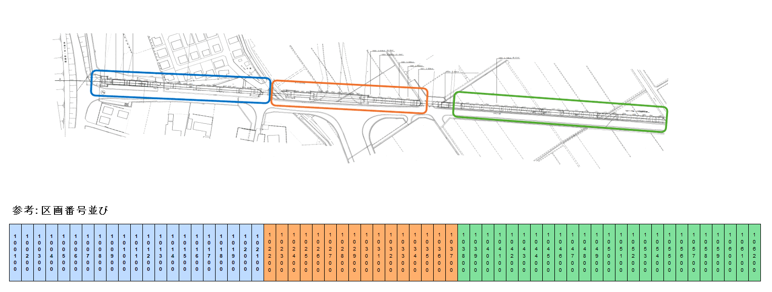 高架下02 (1001-1062)の駐車配置図