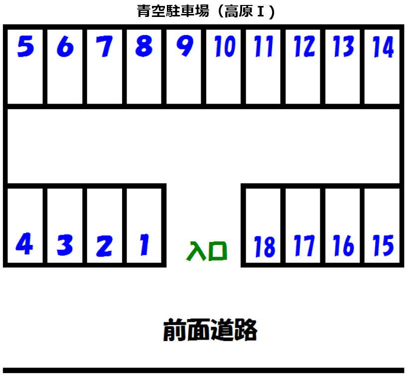 青空駐車場(高原Ⅰ)の駐車配置図