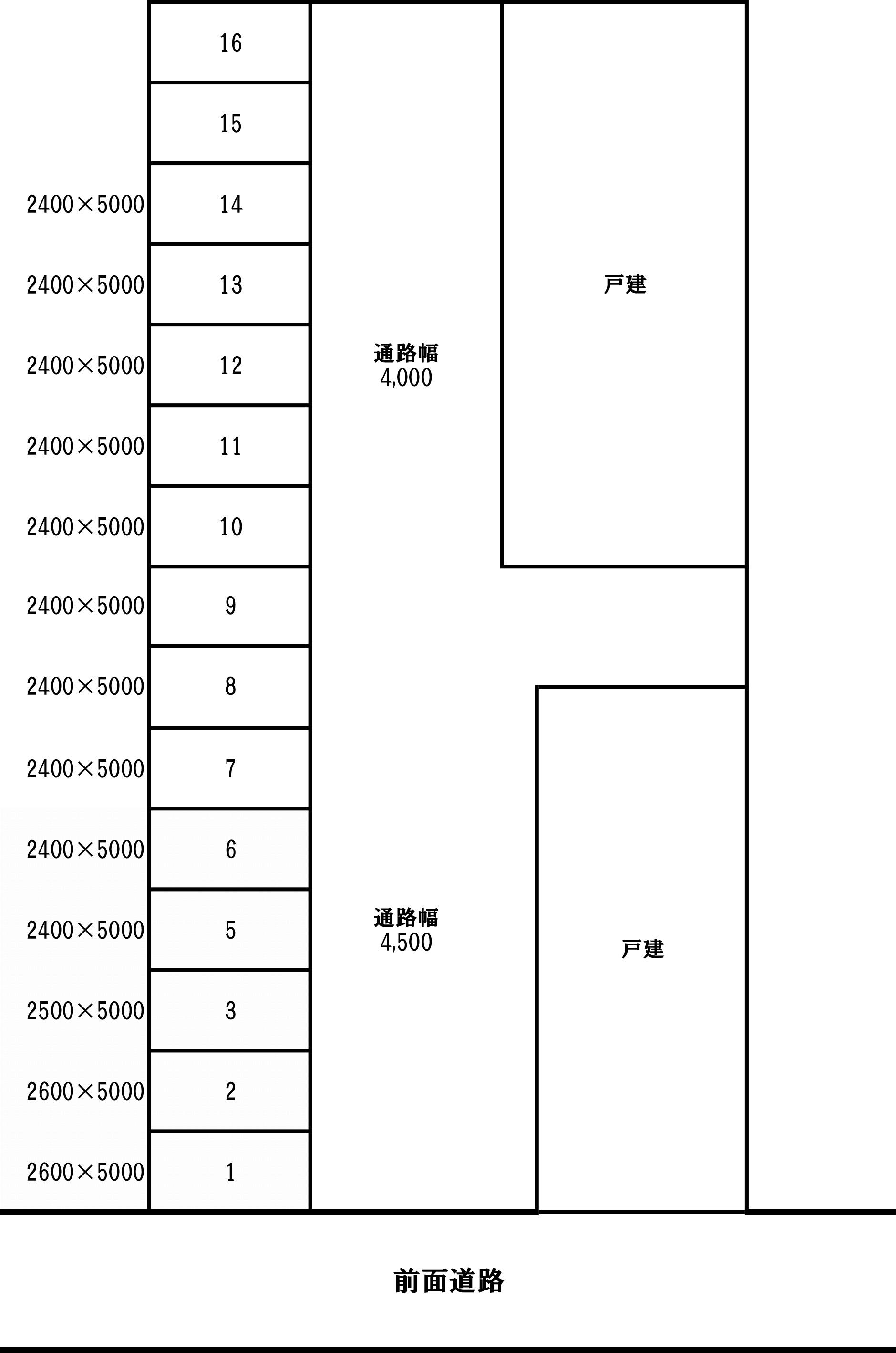 矢口30306駐車場の駐車配置図