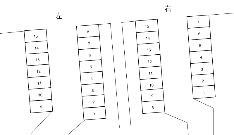 宝生寺団地駐車場の駐車配置図