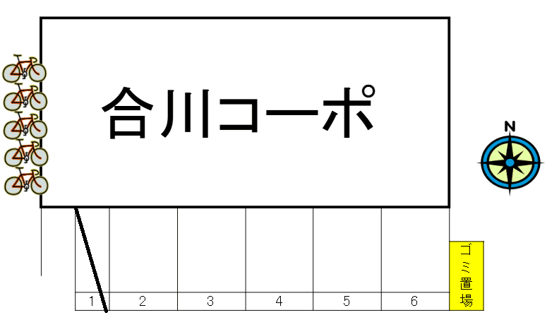 合川コーポの駐車配置図