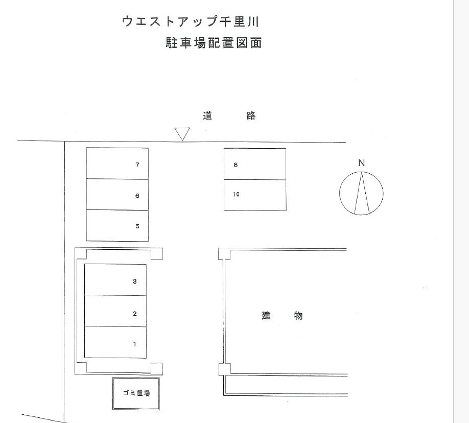 ウエストアップ千里川 駐車場の駐車配置図