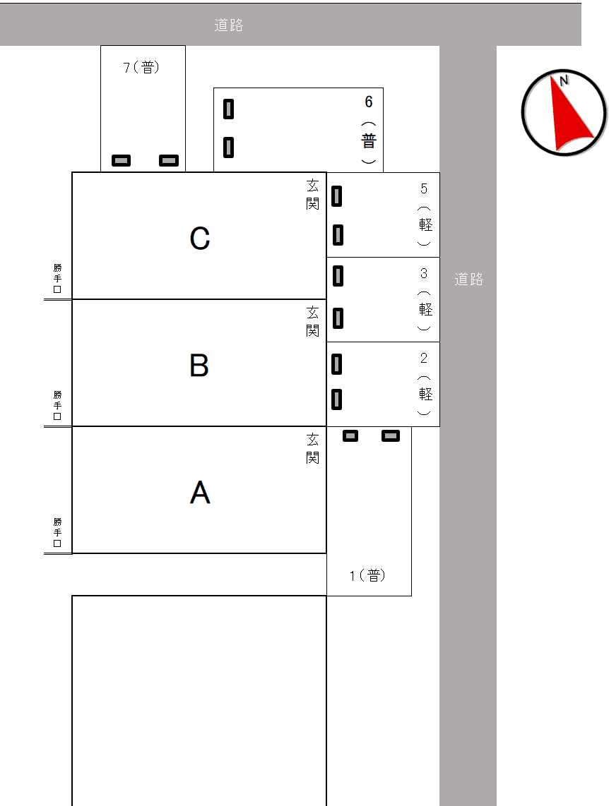 Apartment-Raboの駐車配置図