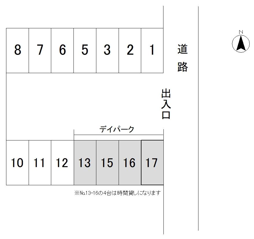 平野月極駐車場の駐車配置図