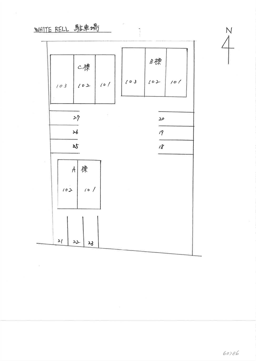 60786WHITE BELL Aの駐車配置図
