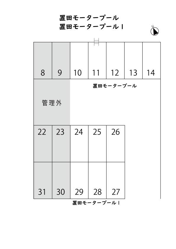 置田モータープール1の駐車配置図