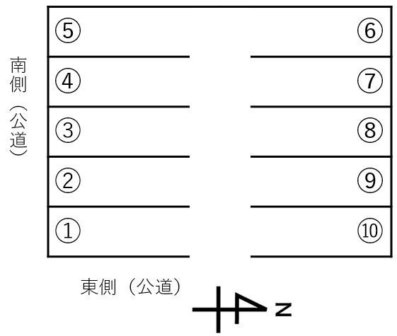門沢橋4丁目平泉駐車場の駐車配置図