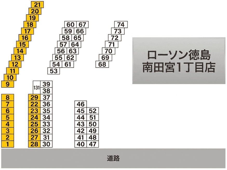 南田宮パーキングの駐車配置図