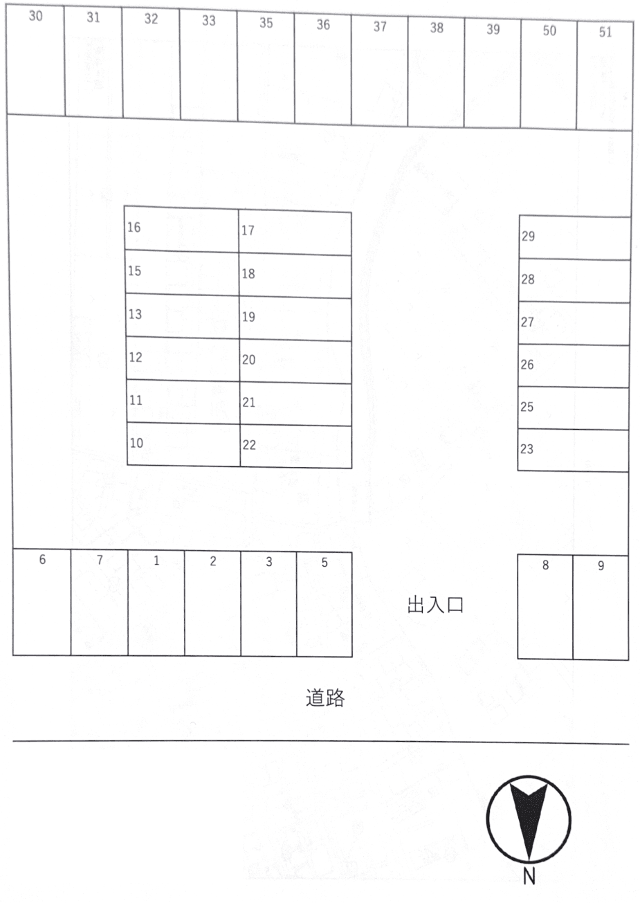 一文字第1駐車場の駐車配置図