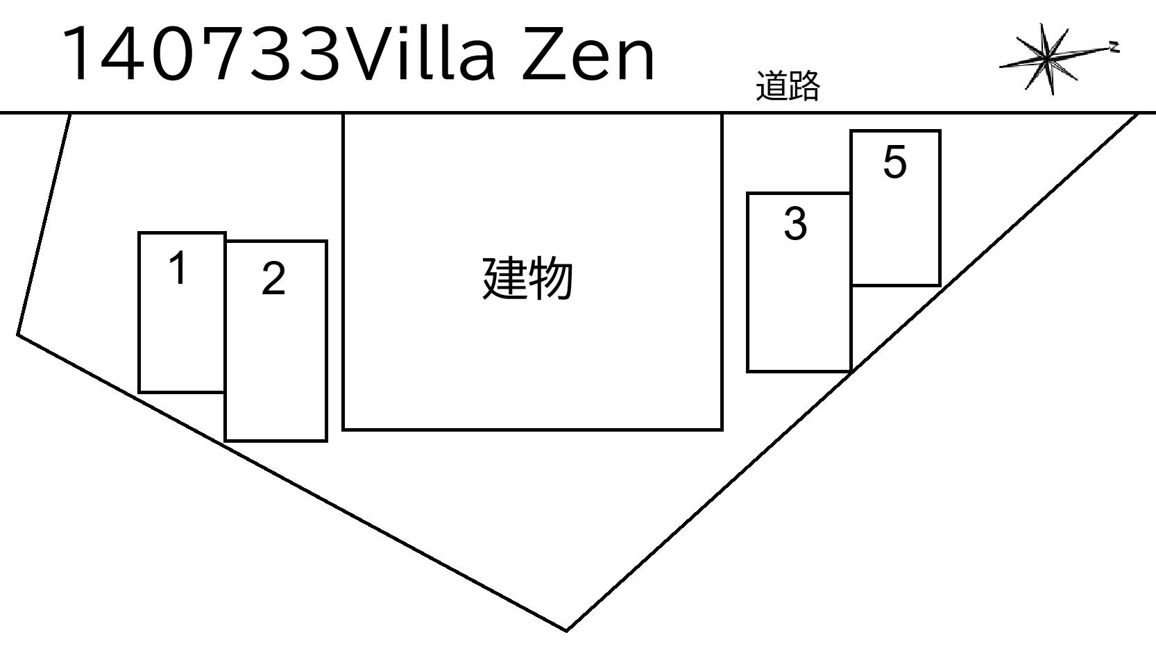 Villa Zenの駐車配置図