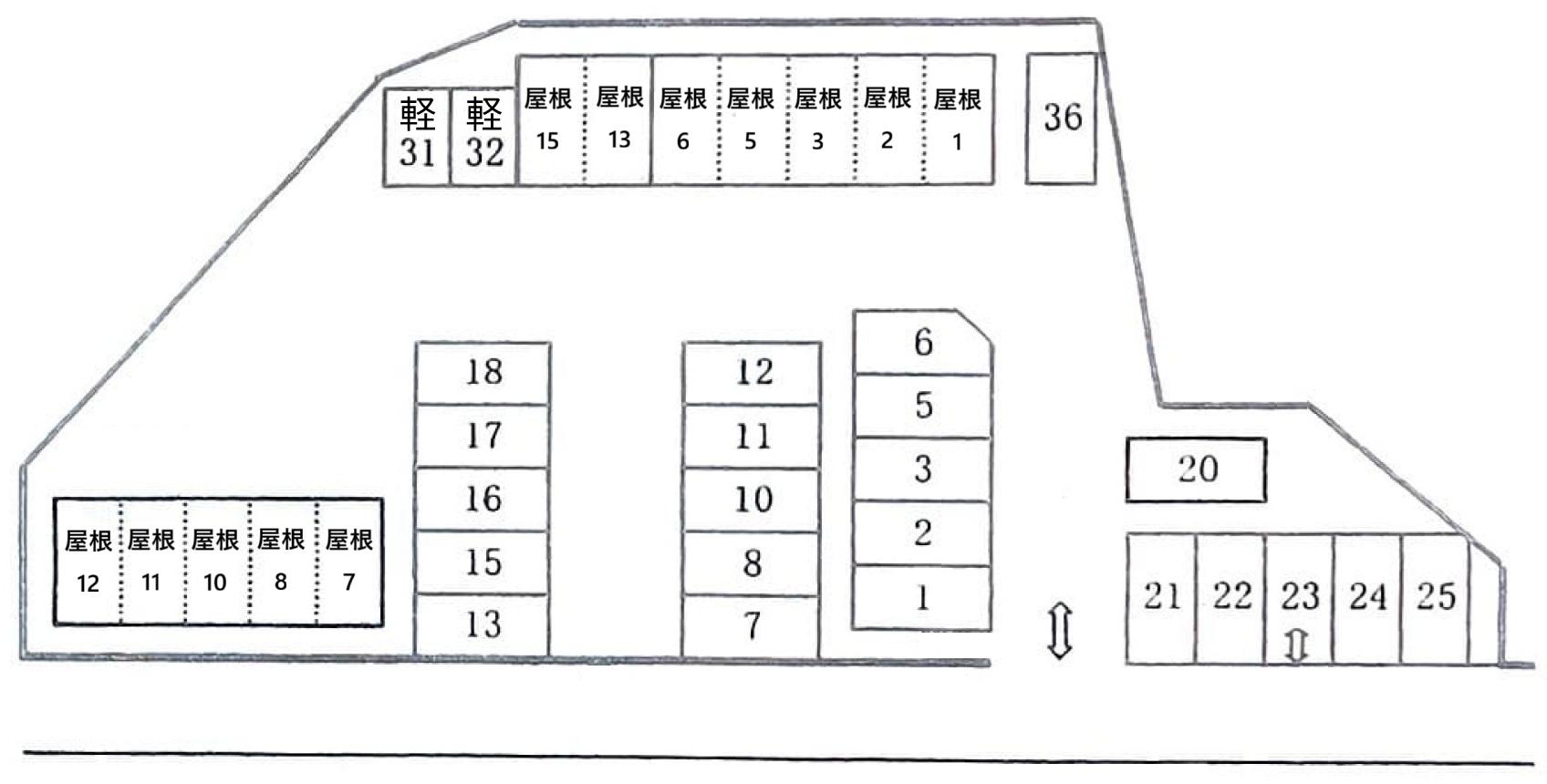 本多聞北川企画パーキングの駐車配置図