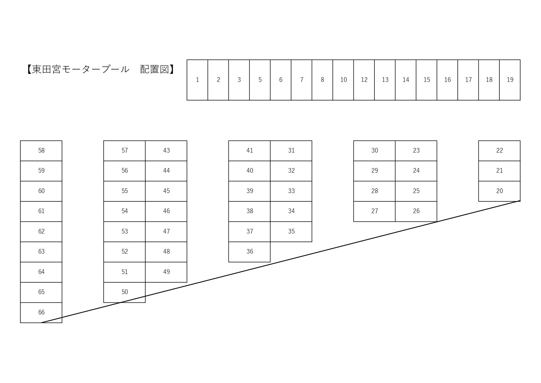 東田宮モータープールの駐車配置図